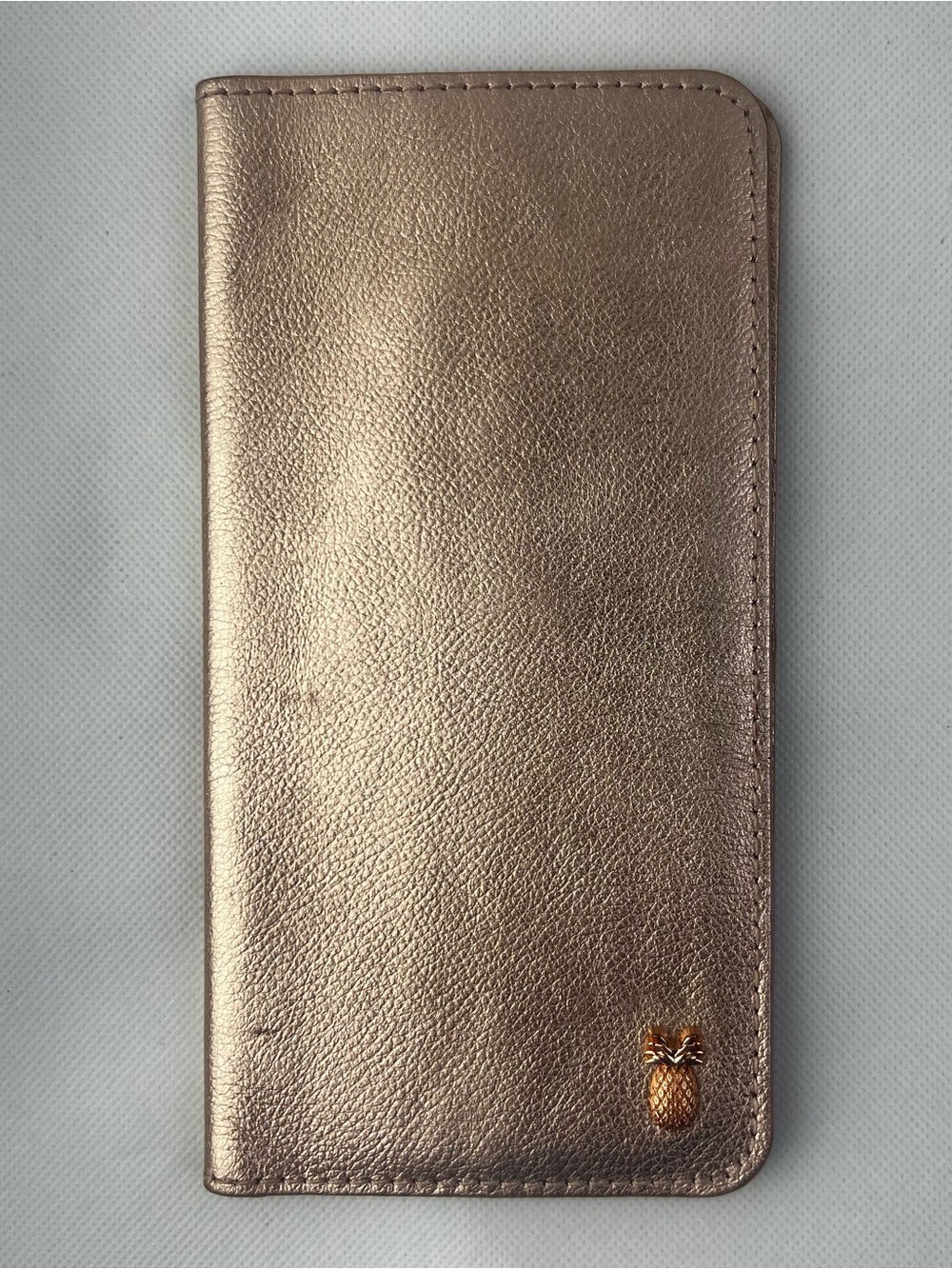 Anthropologie Explorer Rose Gold Travel Document Leather Suede Slim Wallet
